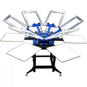 Manual 6 Colors 6 Stations Rotating Screen Printing Press