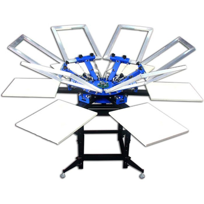 Manual 6 Colors 6 Stations Rotating Screen Printing Press